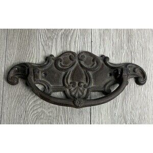 Vintage Ornate Cast Iron Drawer Pull Handle 9”